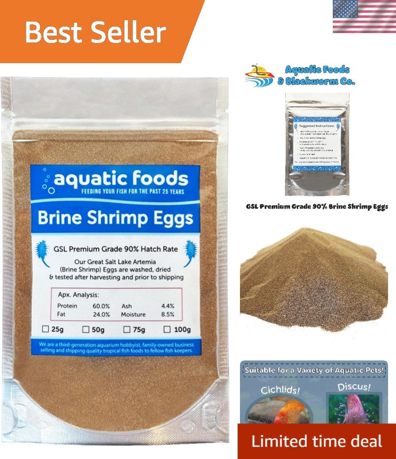 Brine Shrimp Eggs – A Grade with 90% Hatch Rate, 25g Resealable Pouch