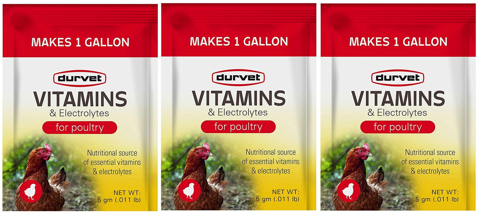 Durvet 3 Pack of Vitamins and Electrolytes for Poultry, 5 Grams, Makes 3…