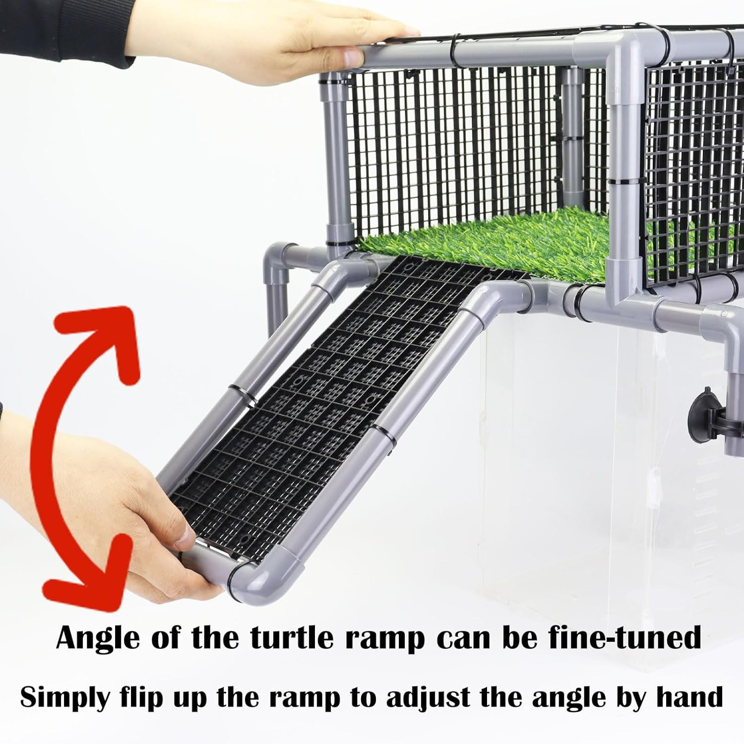 Extra Large Turtle Basking Platform, Heavy-Duty above Tank Dock with Non-Slip Ra