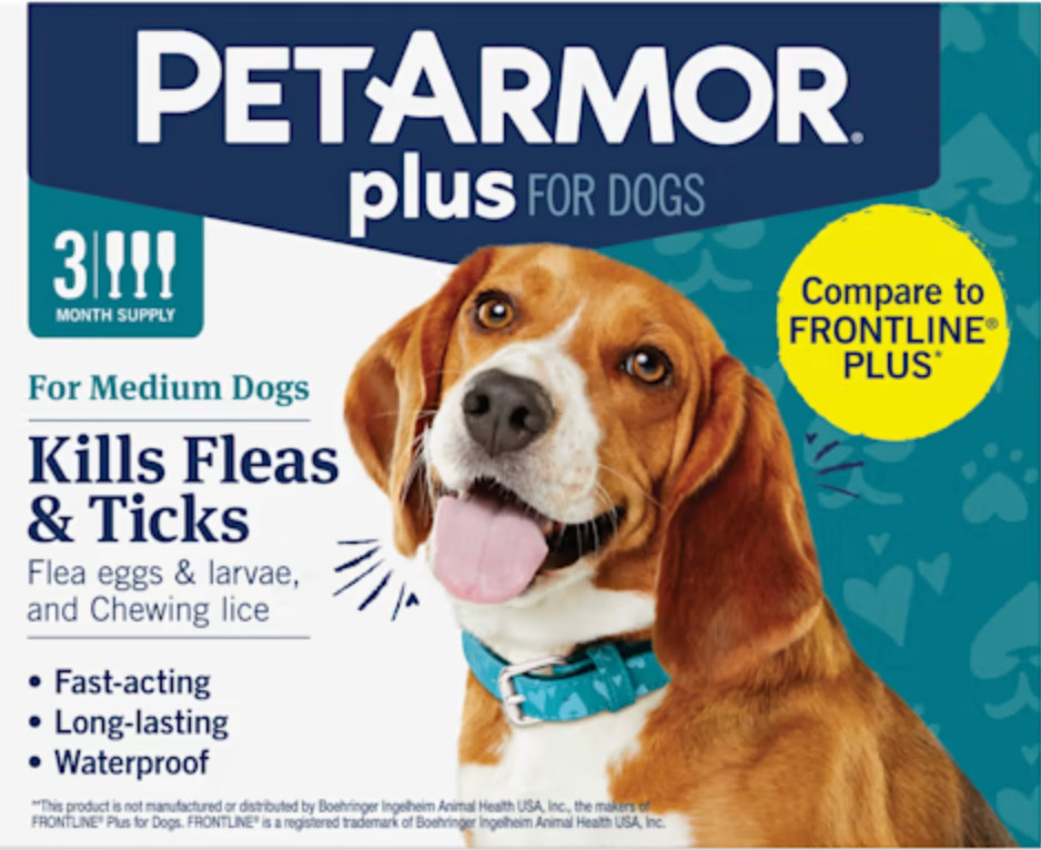 NEW PetArmor Plus Flea Tick Medium Dogs 23-44 lbs 3 Doses Waterproof Fast 1 Pack