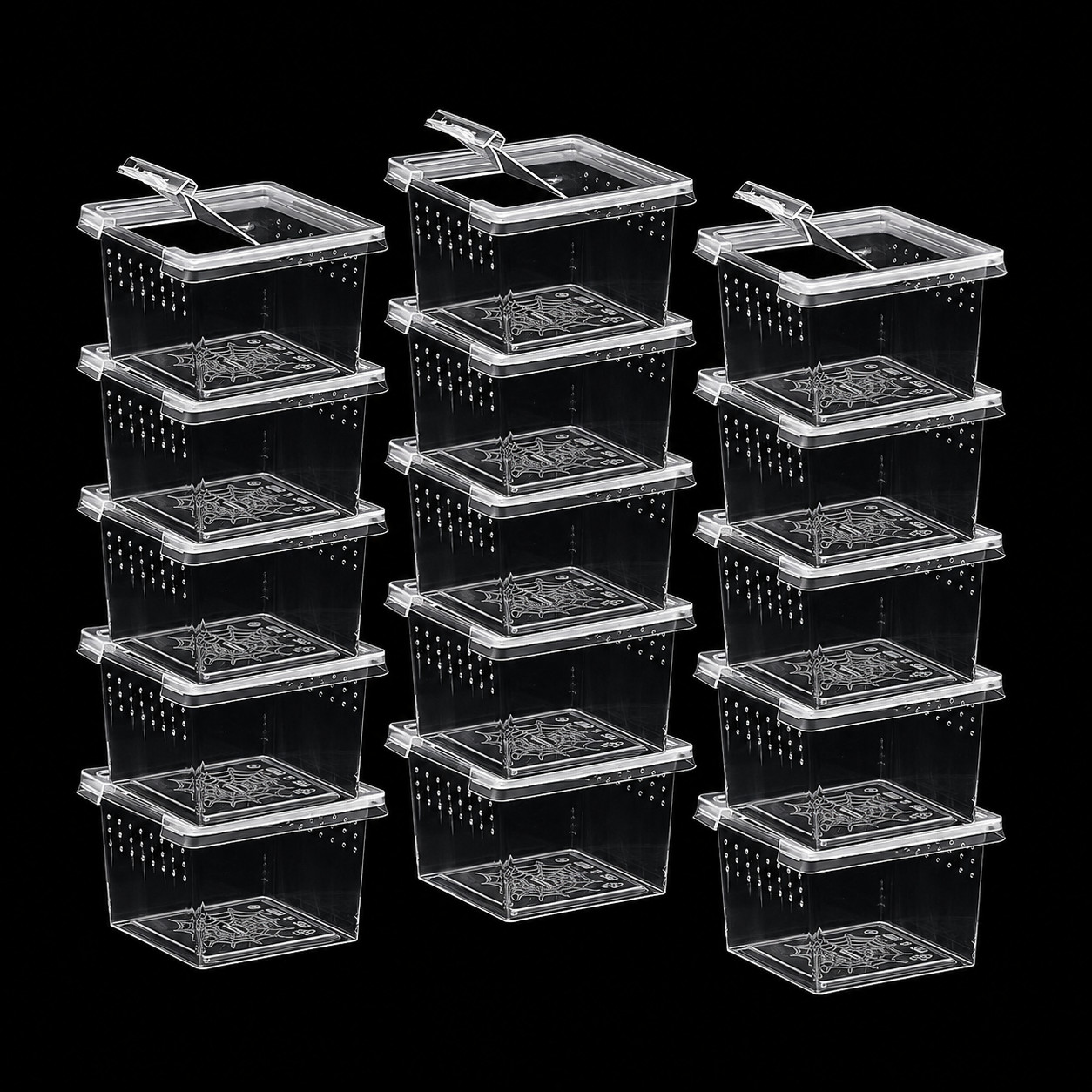 15 PCS Spider Breeding Box Jumping Spider Terrarium Feeding Containers – Clear