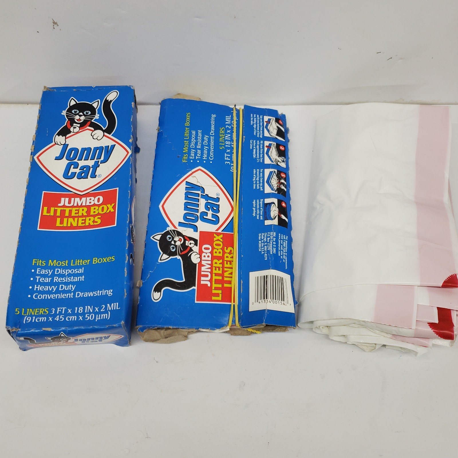 Jumbo Jonny Cat Litter Box Liners Lot Heavy Duty Drawstring Close 16 Bags 36×18