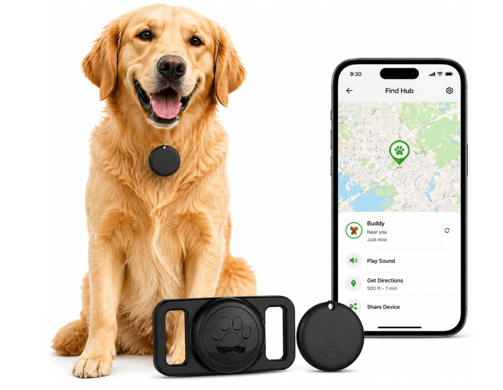 GPS Dog Collar Tracker Android Find My No Fee Waterproof Pet Tag