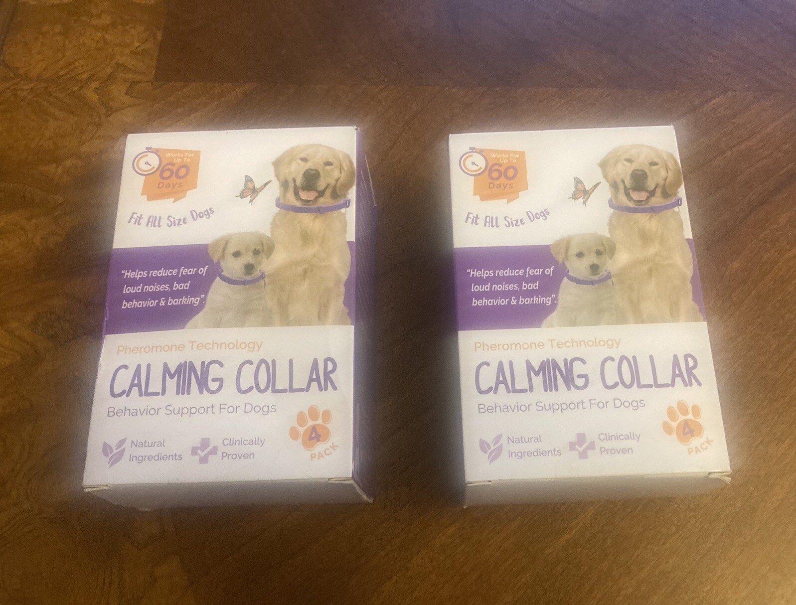 New Set Of 2 Boxes Adjustable Dog Calming Collars with Pheromones 60 Days