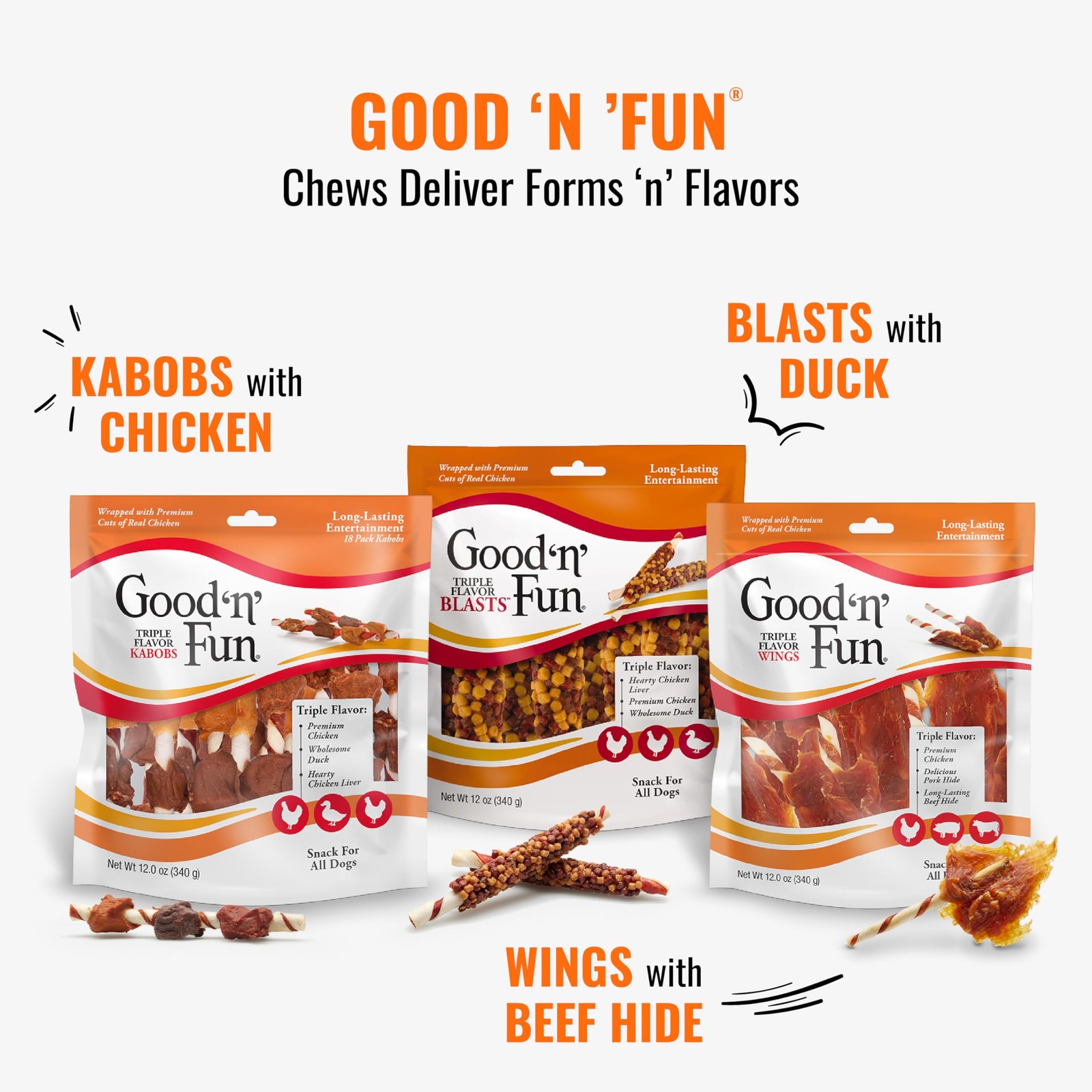 Good ‘n’ Fun Kabobs Long-Lasting Dog Treat, 1.5 Pound (Pack of 1), No Color