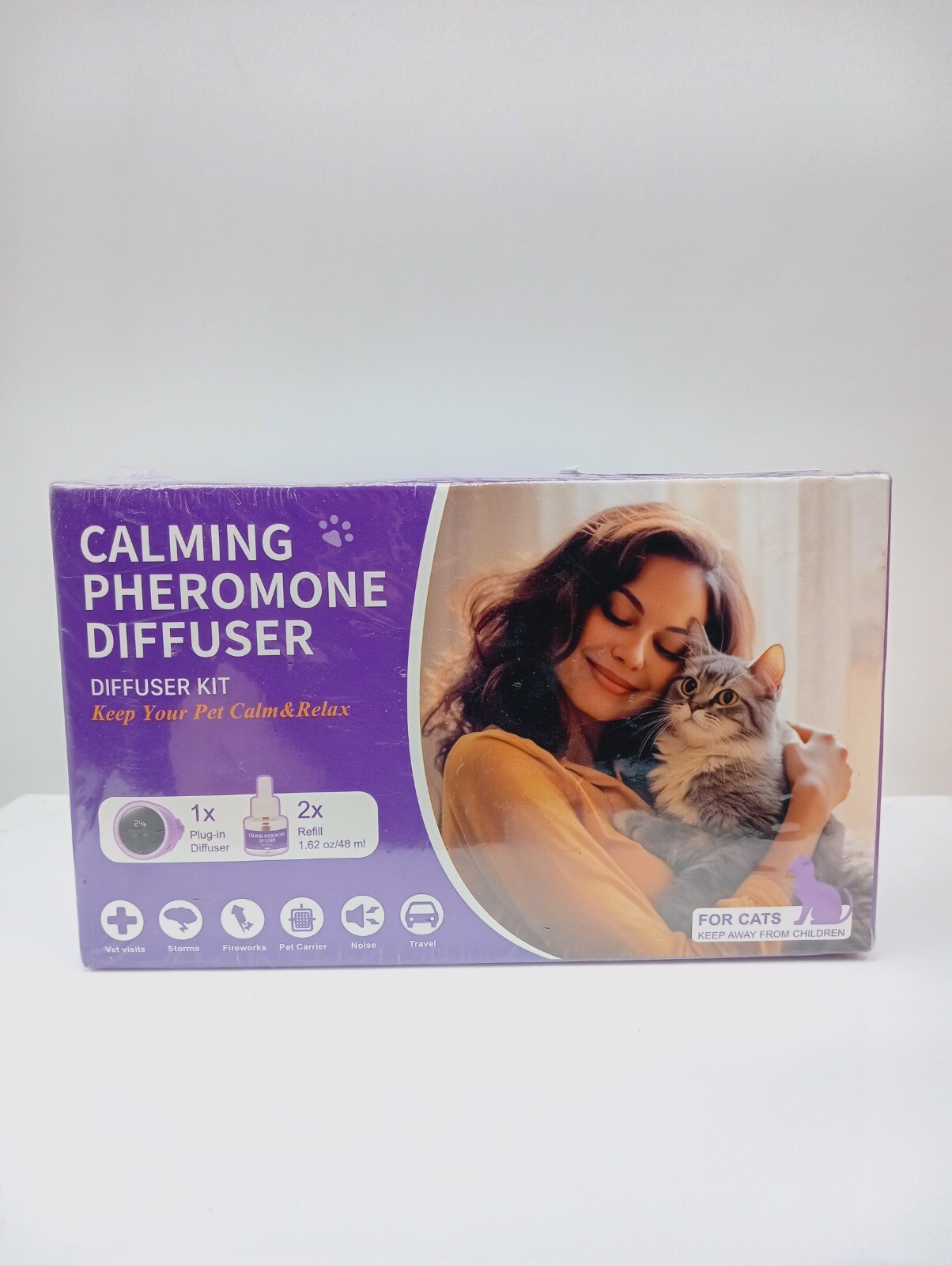 Cat Calming Pheromone Diffuser Kit, 1x Plug-in Diffuser,2x Refill 1.62 Oz/48 Ml