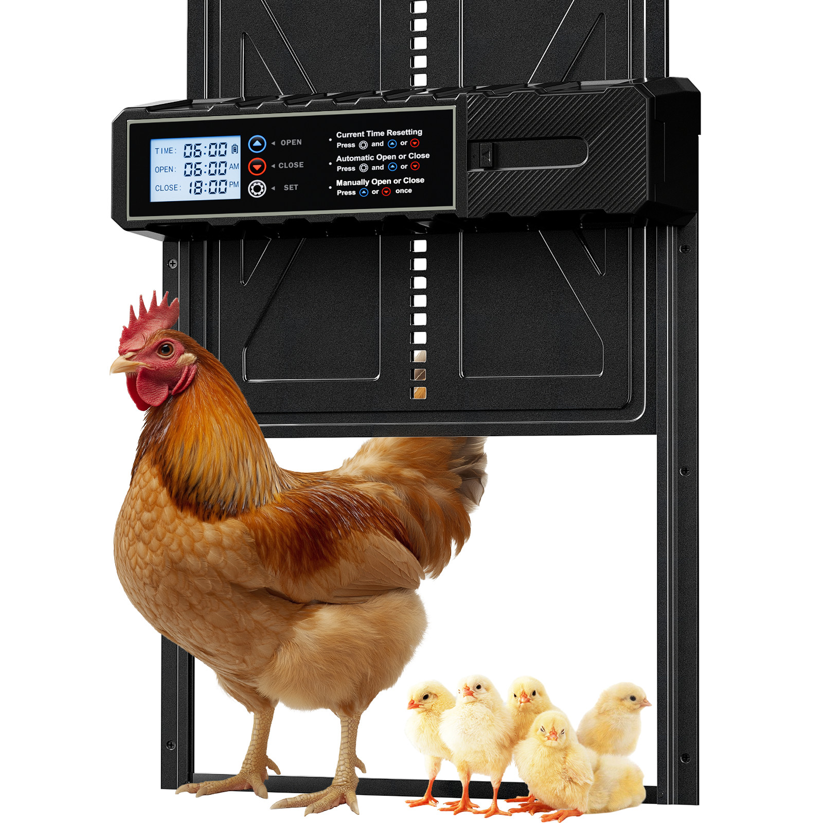 Extra Large Automatic Chicken Coop Door Battery Operated with Timer & LED Screen