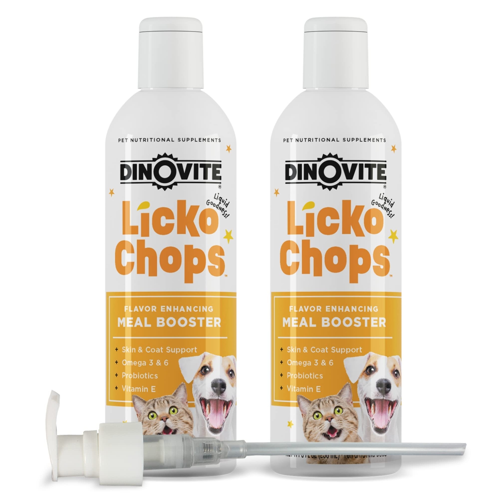 Dinovite Lickochops for Dog & Cat Supplement Enhanced w/ Omega-6 16 oz with Pump