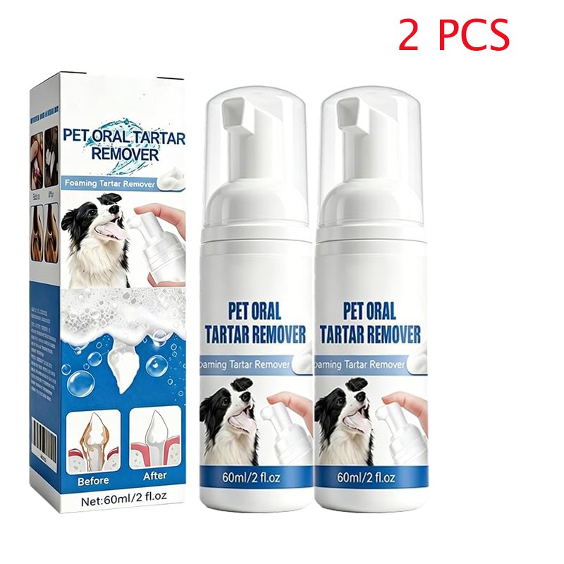 2X Pet Dental Tartar Remover Spray, Dog Cat Foam Teeth Clean Breath Freshener