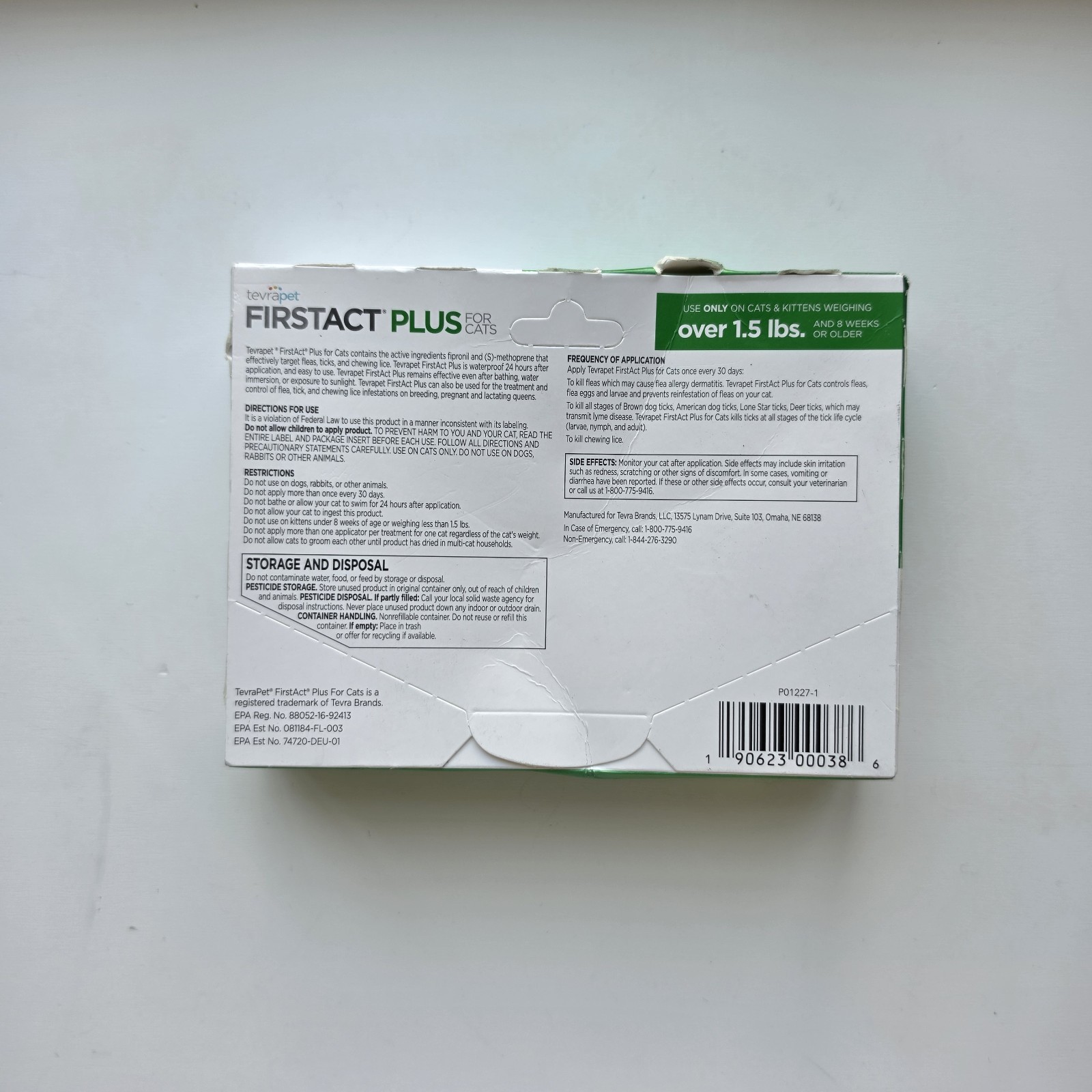 TevraPet – FirstAct Plus – Cats – 1.5 LBS – Kills Fleas, Ticks – 6 Month Supply