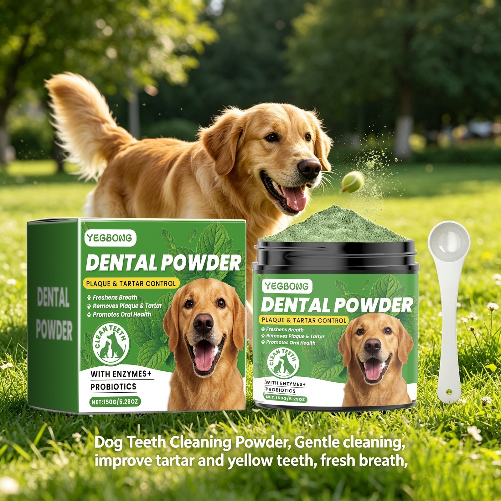 Dog Teeth Cleaning Powder with Probiotics, Dog Dental Powder for Teeth Cleaning