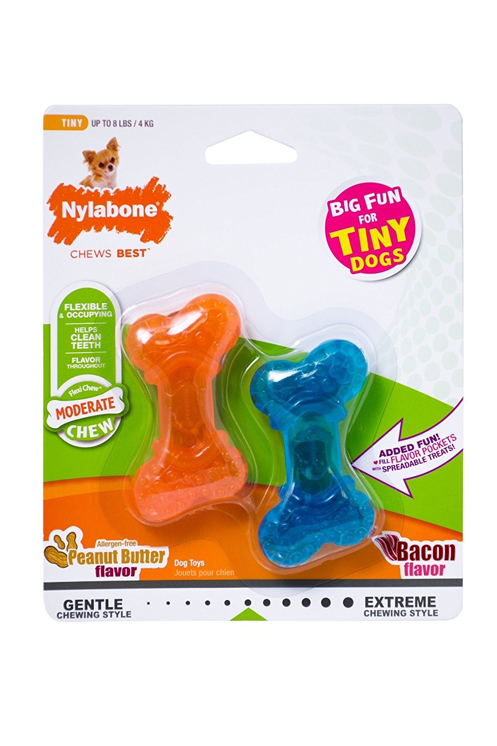 Nylabone Moderate Chew Tiny Bones Twin Pack for Dogs up to 8 Pounds
