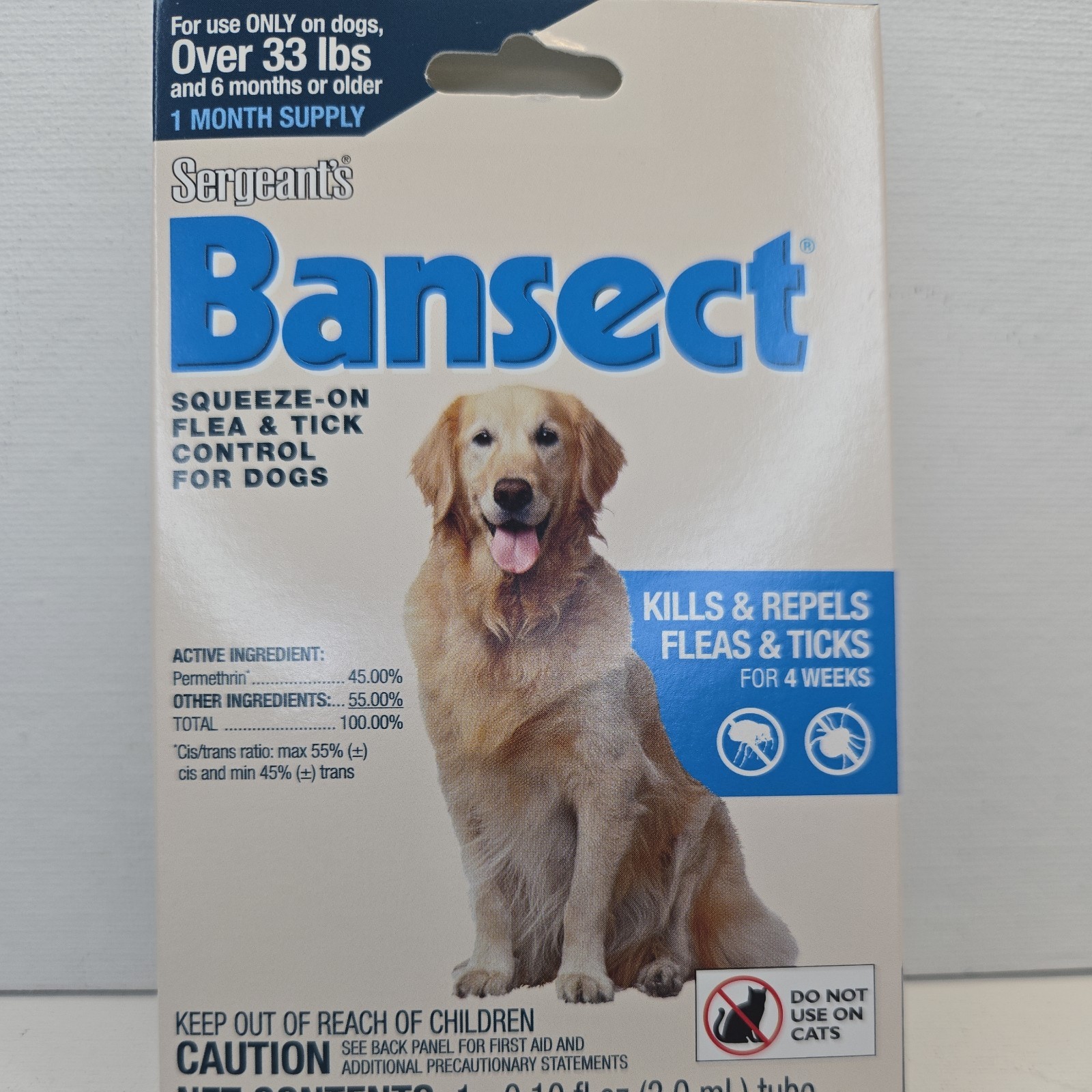 Sergeant’s Bansect Squeeze-on Dog Flea & Tick Control Monthly Control Over 33lbs
