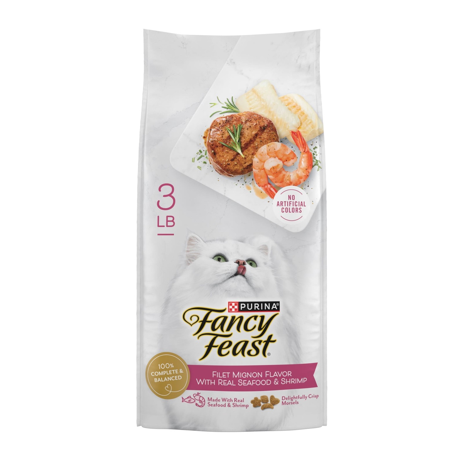 Dry Cat Food Filet Mignon Flavor W/ Seafood & Shrimp 3 lb Bag