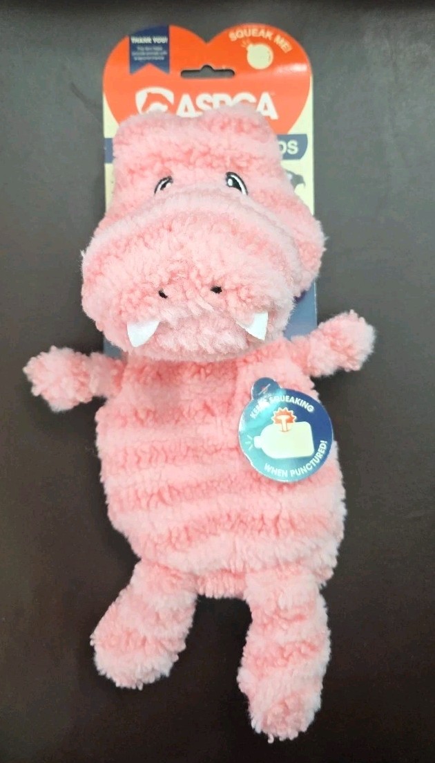 ASPCA 12″ Dino Fuzzy Dog Toy w/Jumbo Squeaker, Pink, Stuff Free Body,AS21124 New
