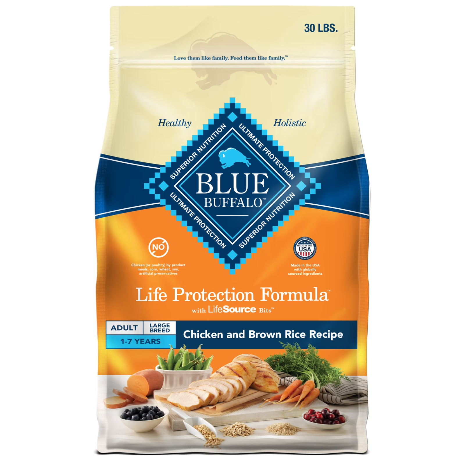 Blue Buffalo Life Protection Formula Large Breed , Chicken & Rice, 30-lb.Bag