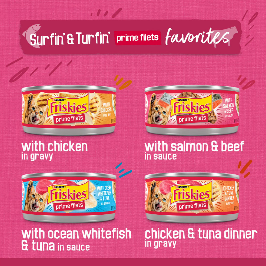 2 Pack Purina Friskies Wet Cat Food Variety Pack Surfin Turfin 5.5 oz