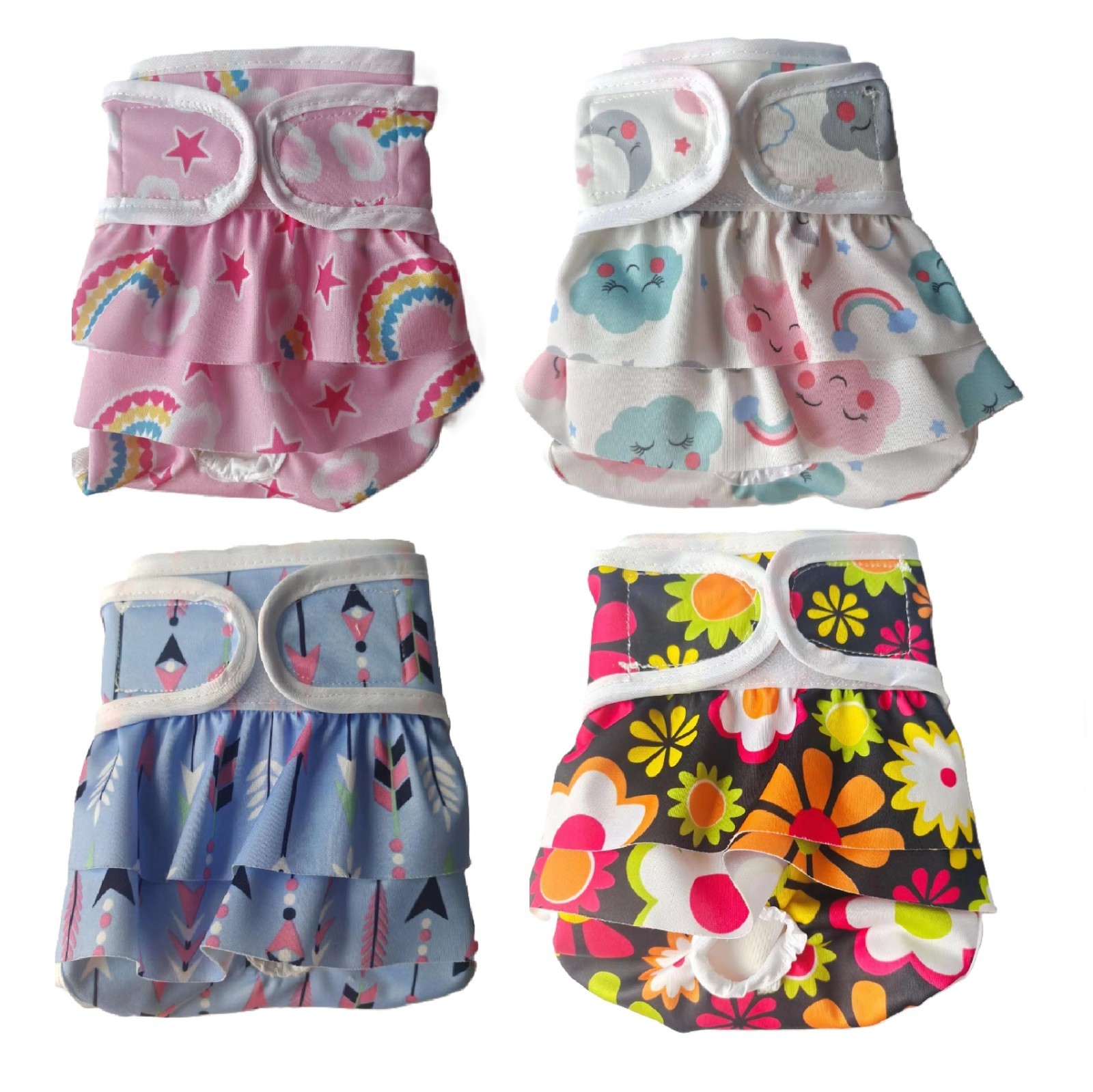 4 PACK Reusable Washable Dog Skirt Female Pets Leak Proof Random Pattern Ship
