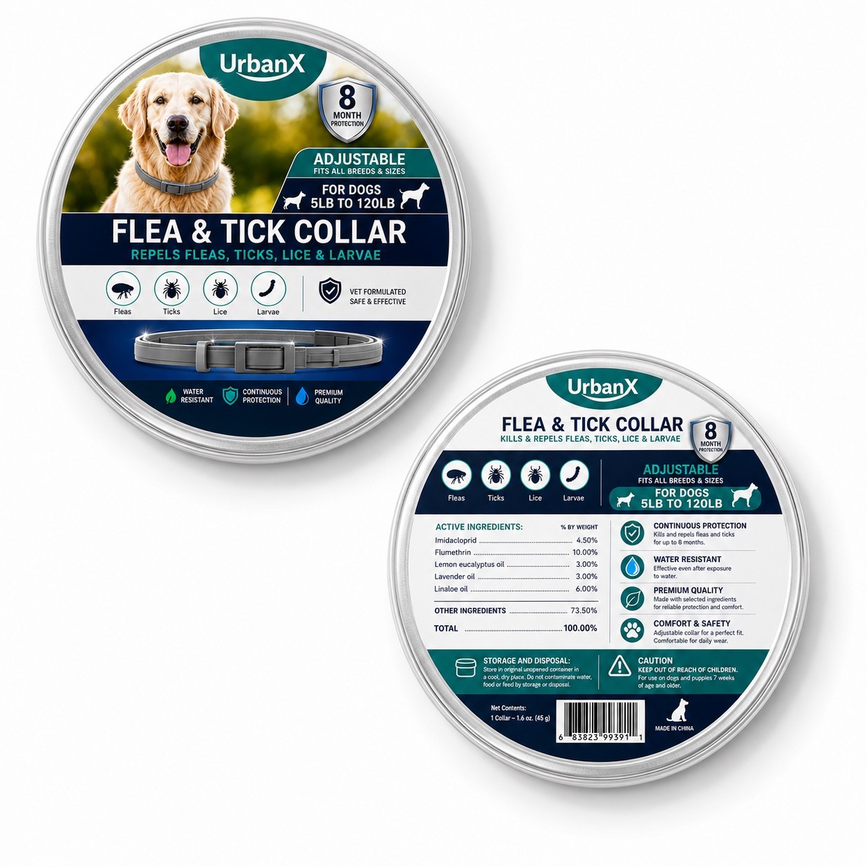 2-Pack Dog Flea & Tick Collar with Comb Waterproof 8 Months Protection