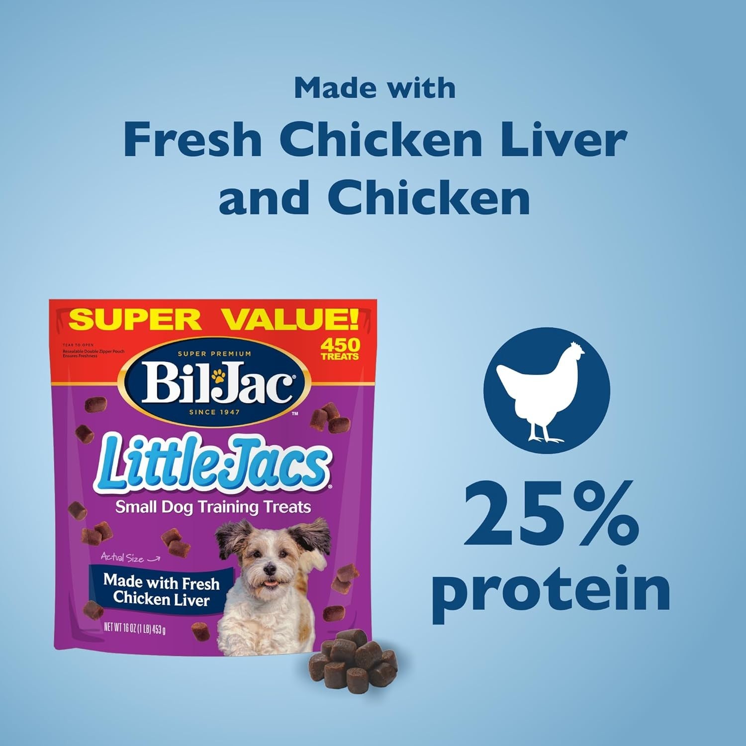 Bil-Jac Little-Jacs Small Dog Training Treats Chicken Liver 16 oz 2-Pack
