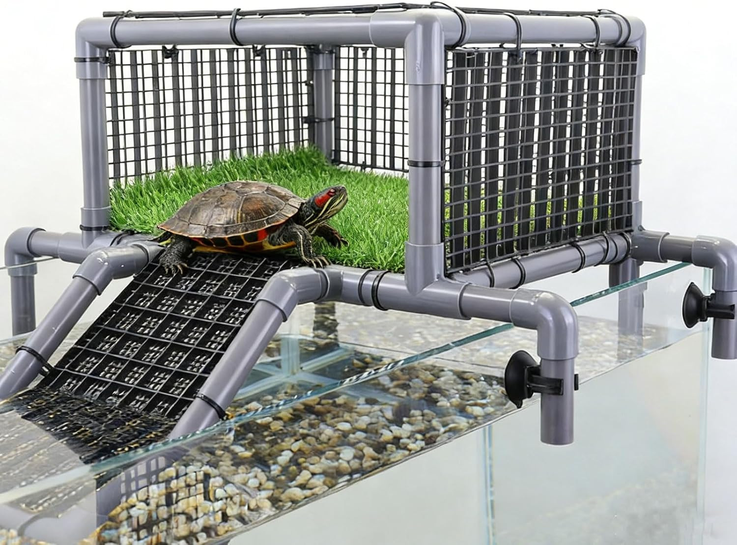 Extra Large Turtle Basking Platform, Heavy-Duty above Tank Dock with Non-Slip Ra