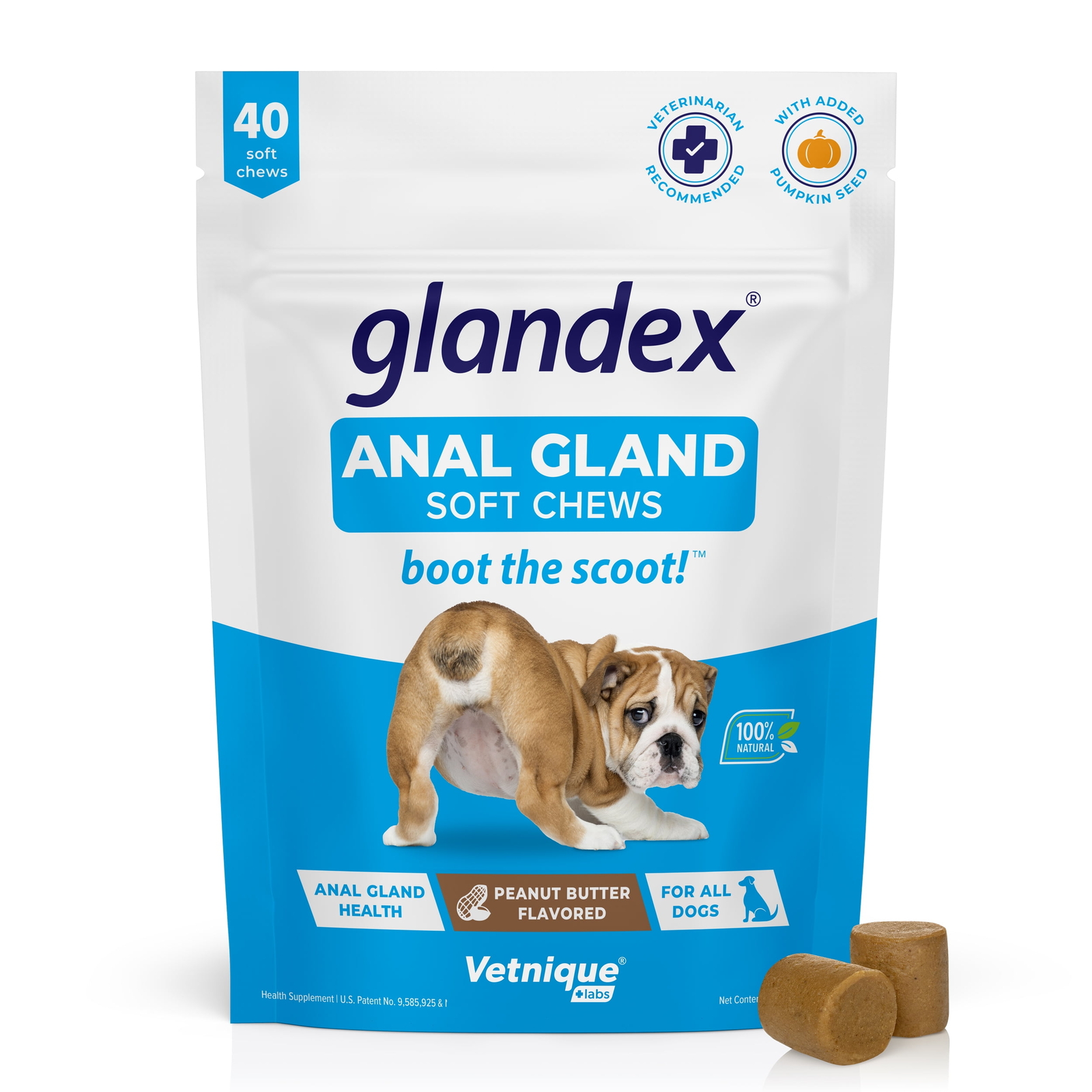 Glandex Digestive Health Anal Soft Chews for Dogs,Peanut Butter Flavored