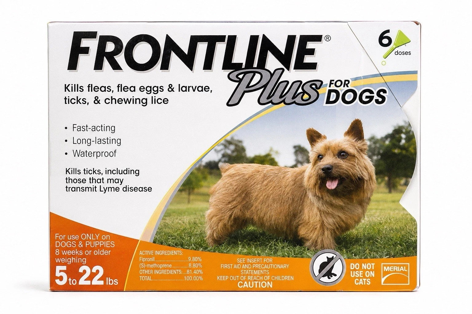 FRONTLINE Plus Flea & Tick Control For Dogs 5 – 22 Lbs. 6 – Doses