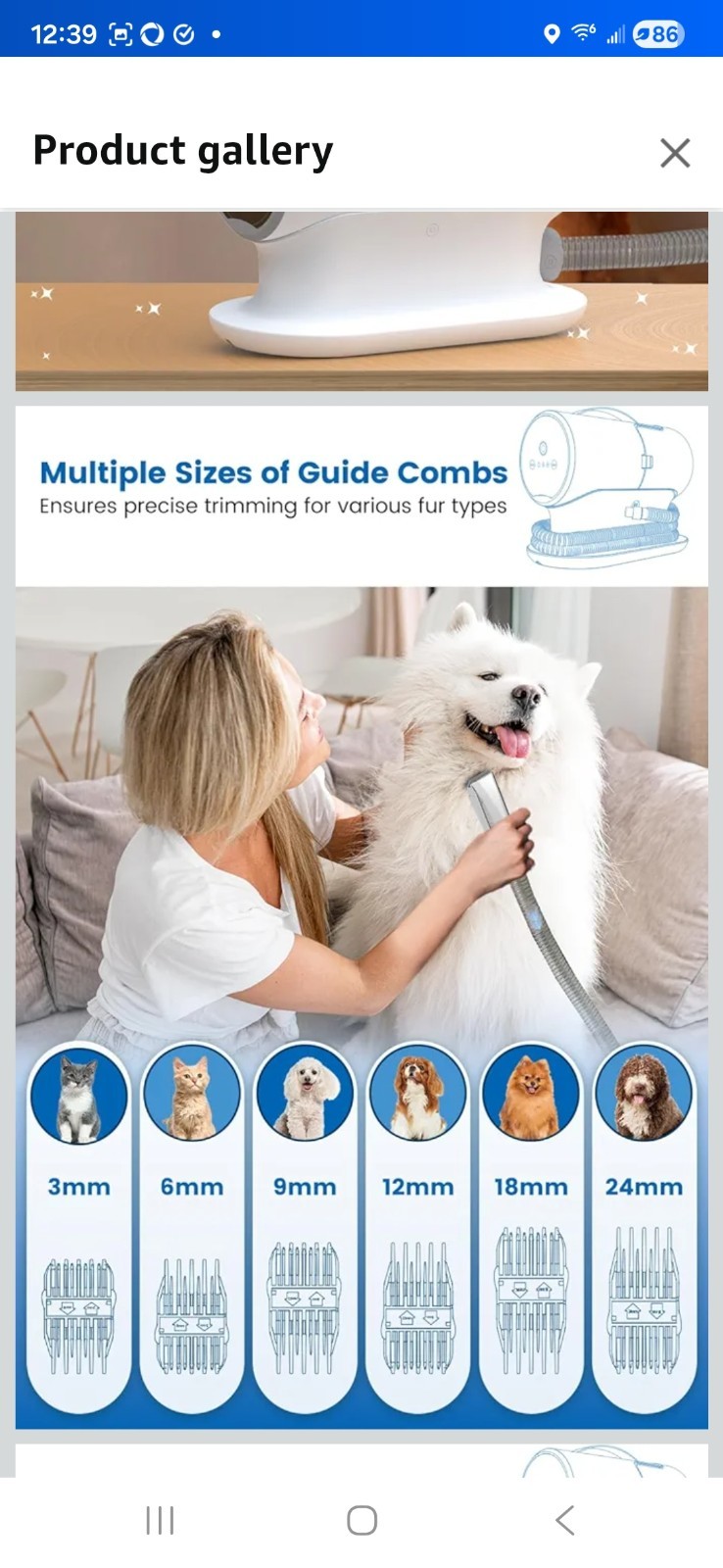 5in1 PG100 Pet Hair Grooming Vacuum Cleaner Kit For Dog Cat Hair 12000Pa Suction