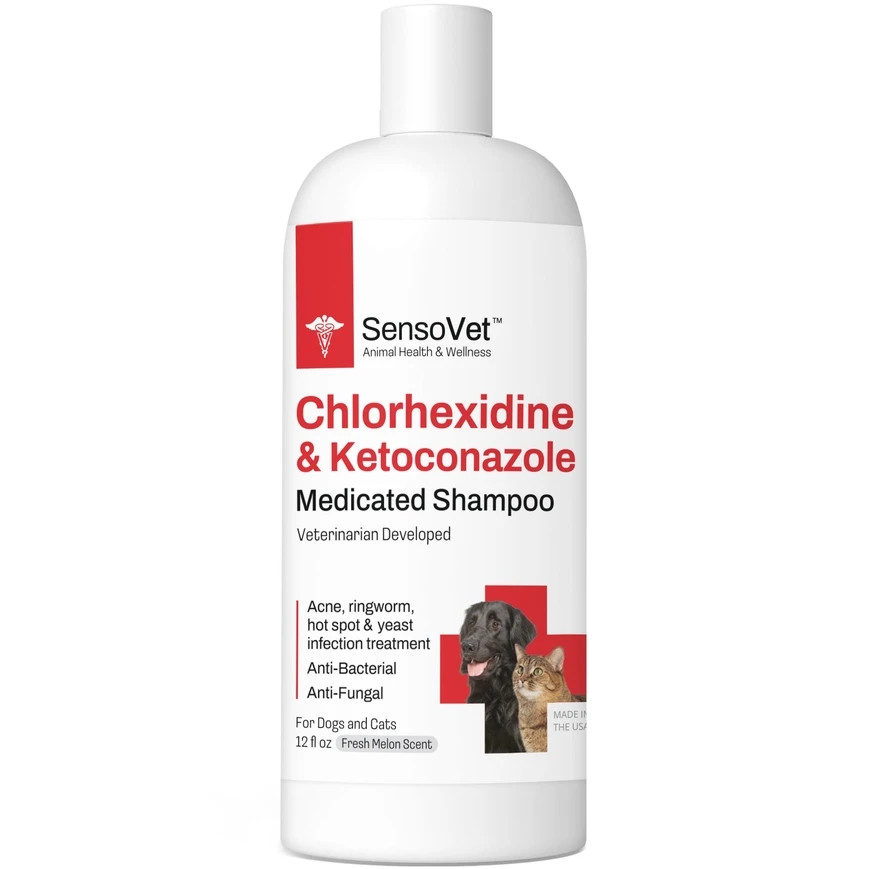 SensoVet Chlorhexidine Ketoconazole Shampoo for Dogs & Cats – 12oz