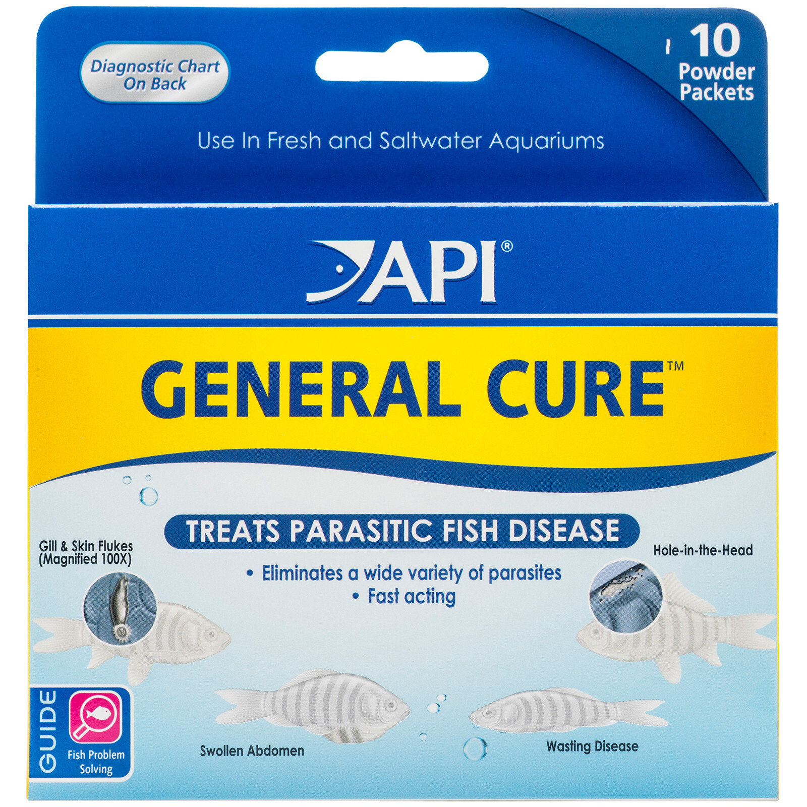 API General Cure Freshwater Saltwater Fish Powder Medication 10 Packets per Box