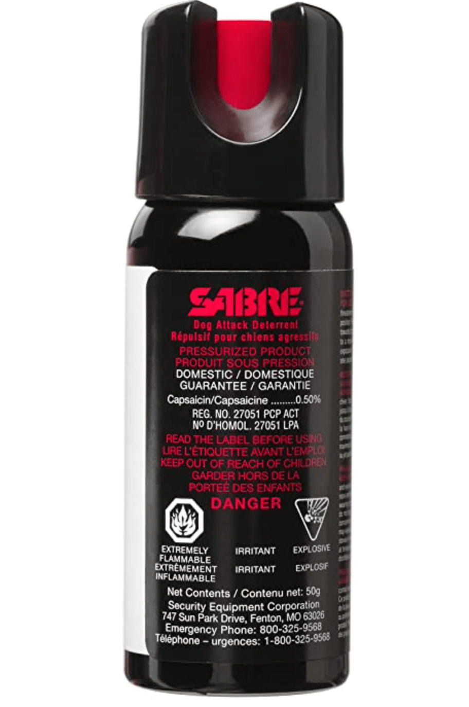 SABRE Dog Spray w/Easy Push Button, Maximum Strength, Professional Size 50 Grams