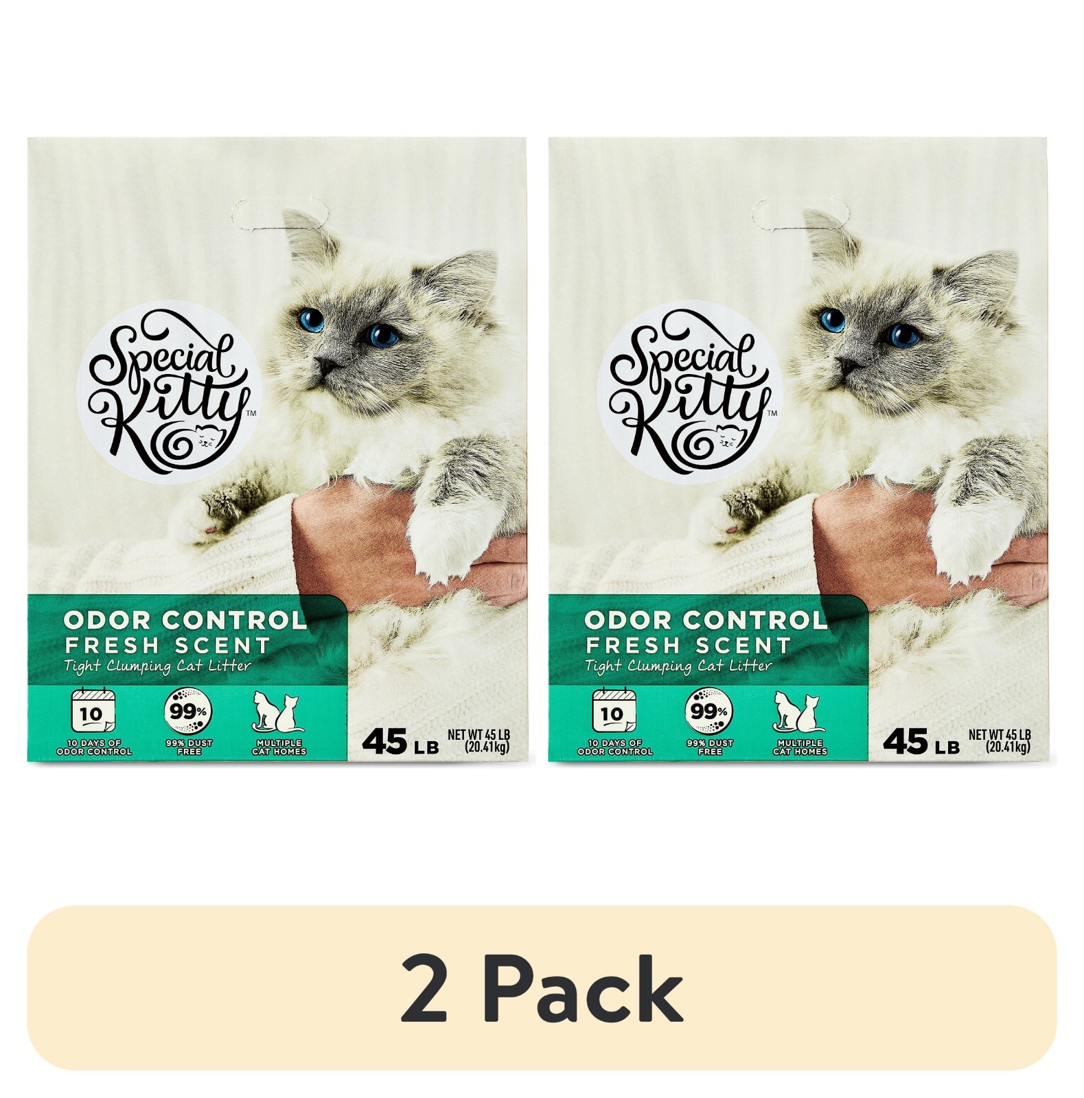 (2 pack) Special Kitty Clumping Clay Cat Litter, Fresh Scent, 45 lbs Box, 1 Coun