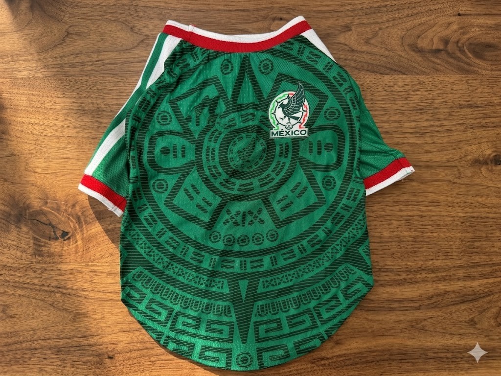 Mexico Soccer Dog Jersey Green Aztec Print Pet Shirt Fan Apparel