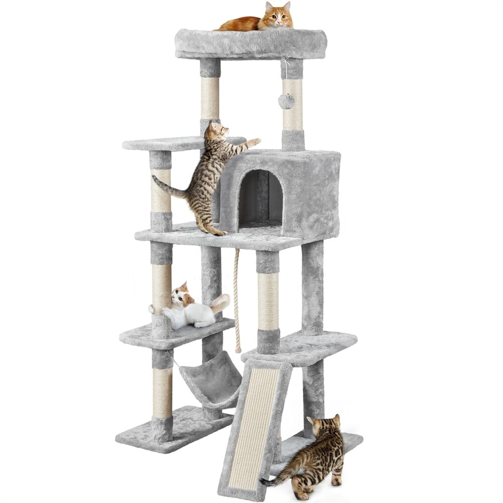 Cat Tree Tower for Indoor Cats, Stable Cat Tower Cat Condo Pet Play House, 63in