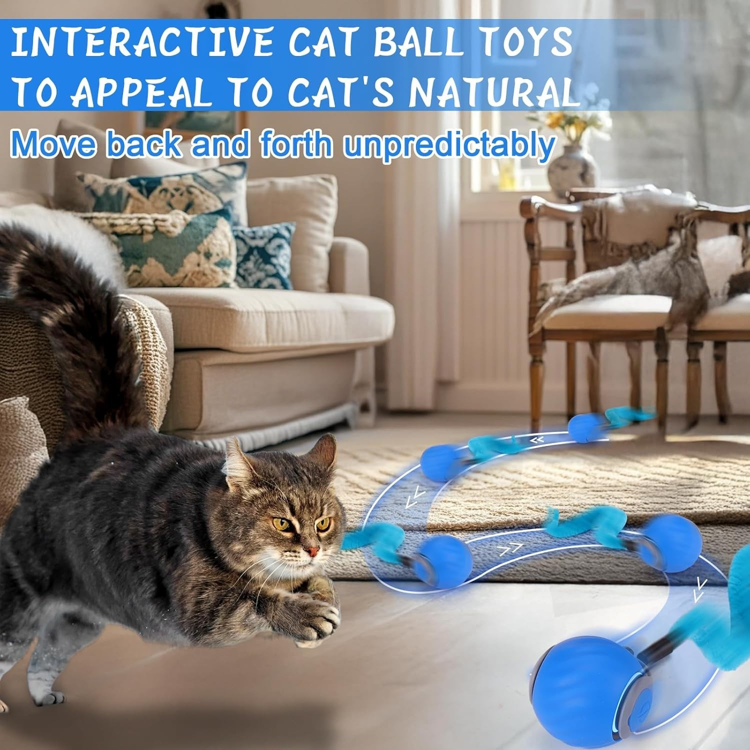 Interactive Cat Toy Ball – Automatic Interactive Cat Toys for Indoor Cats with 3