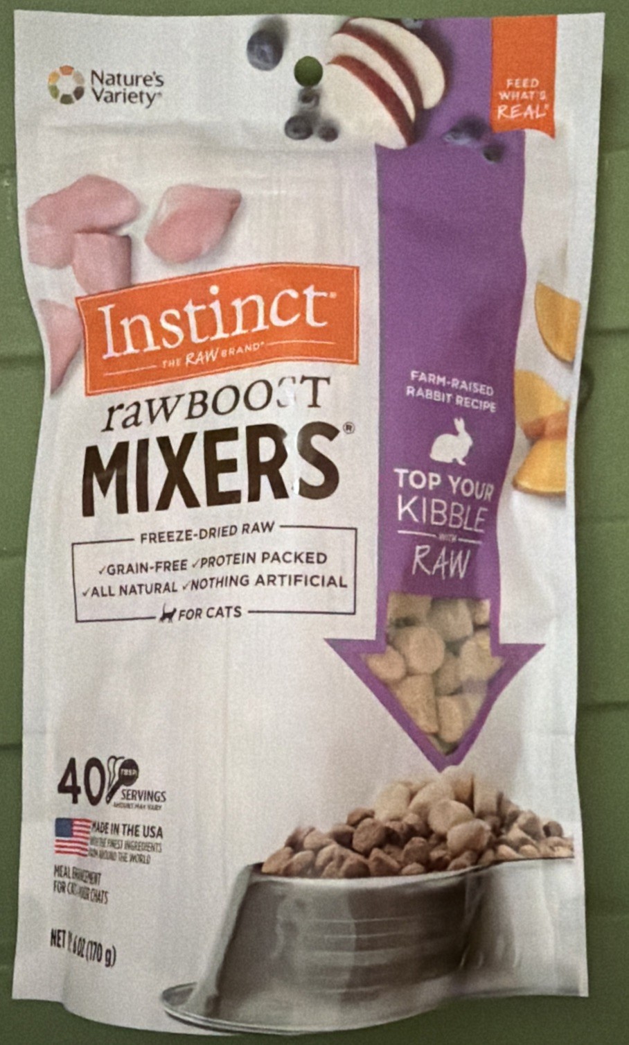 Instinct Freeze Dried Raw Boost Mixers Grain Free Farm Raised Rabbit For CATS