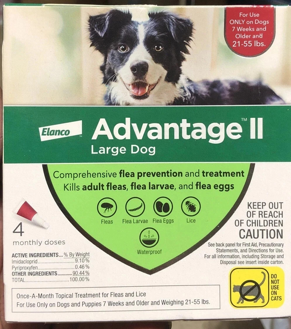 Advantage II Large Dog Flea Prevention & Treatment, 21-55 lbs – 4 Monthly Doses