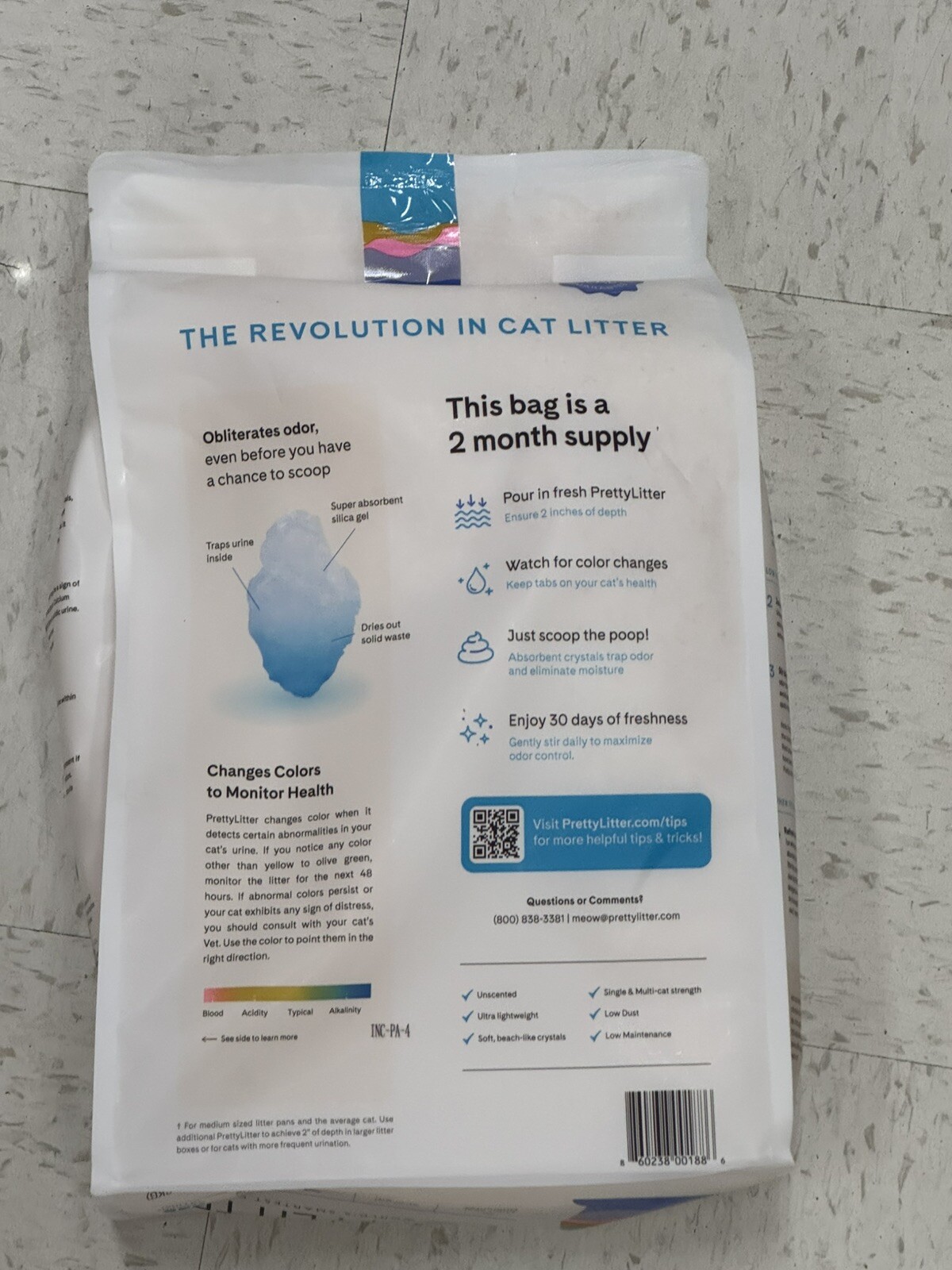 3x Pretty Litter Health Monitoring Cat Litter 8lb UNSCENTED pack bulk
