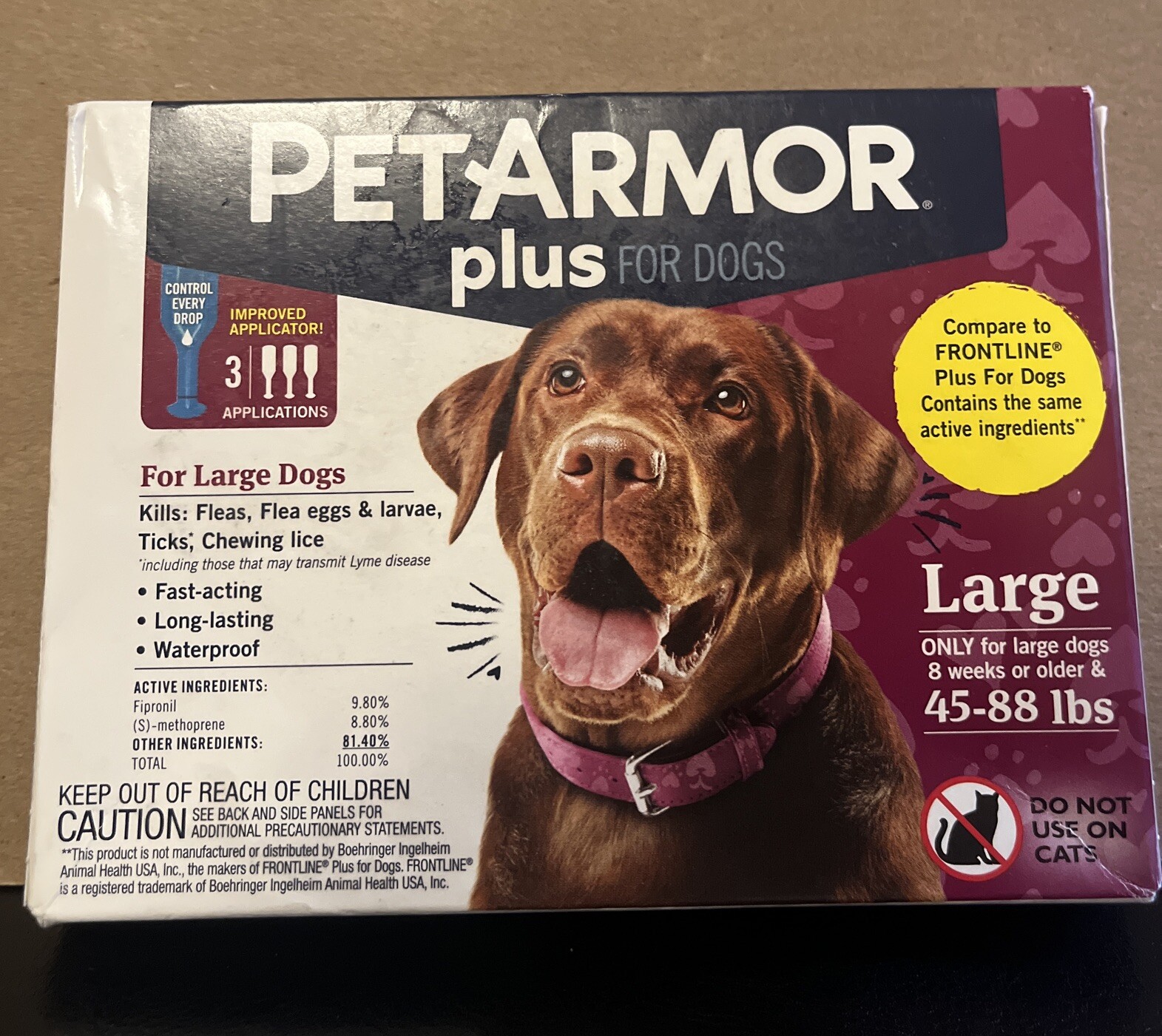 PetArmor Plus Tick & Flea Prevention for Large Dogs (45-88lbs) 3 Applications
