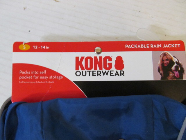 Kong Outerwear Packable Dog Rain Jacket, Blue or Purple, Sizes S, M, L, XL