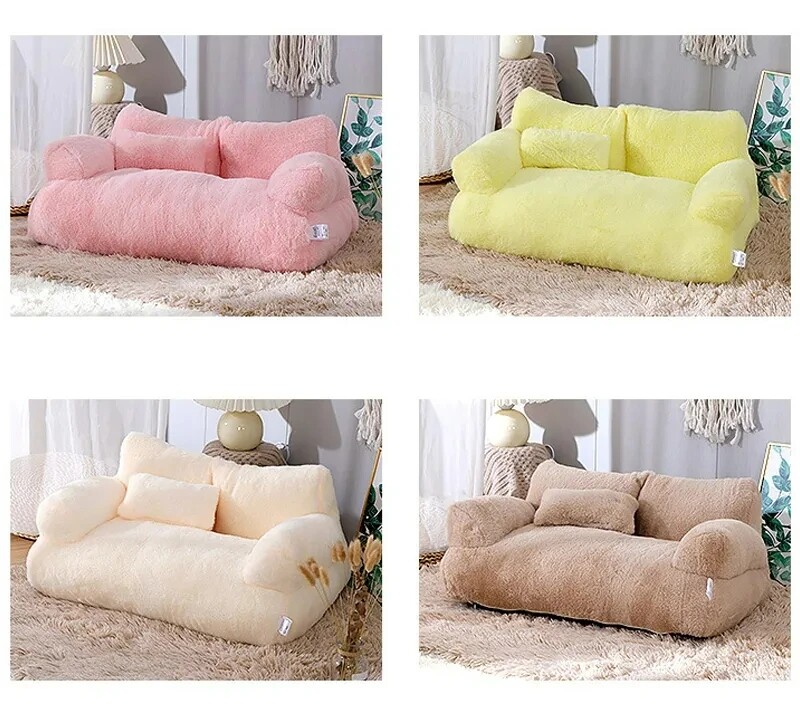 Pet Couch Bed Washable Cat Beds Fluffy Cat Sofa for Medium Small Dogs Non-Slip