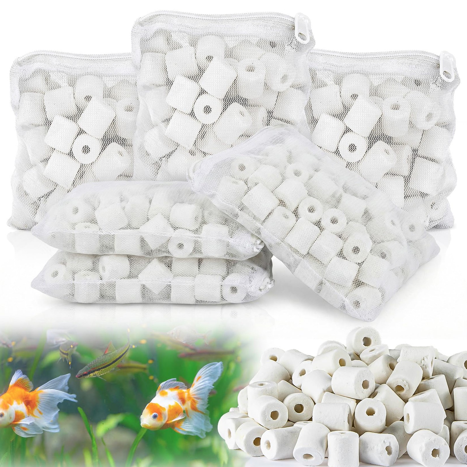6 Bags Ceramic Rings for Aquarium Filter 850g Bio Ceramic Media Balls Replac…