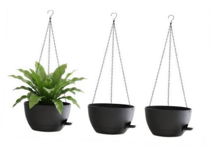 3-Pack 10″ Self-Watering Planters – Black Self-Watering Pots