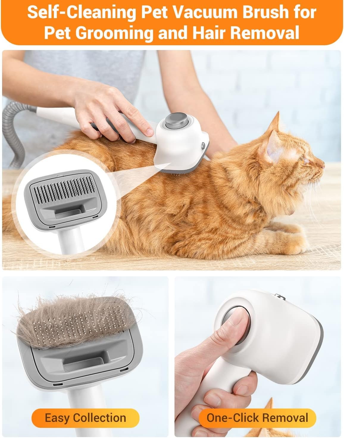 Simple Way Pet Grooming Vacuum, 6 in 1 Dog Grooming Kit – White