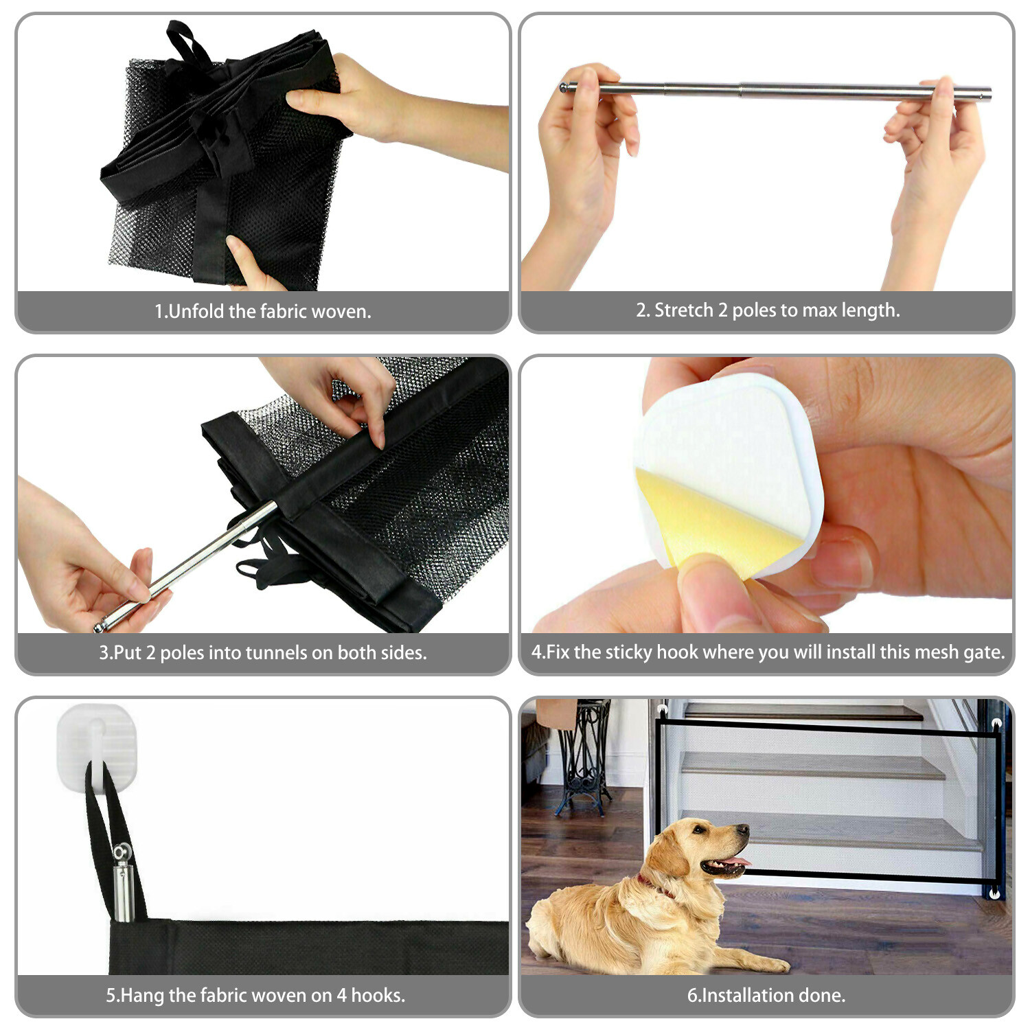 Baby Pets Dog Cat Safety Gate Mesh Fence Home Kitchen Net Portable Guard Indoor