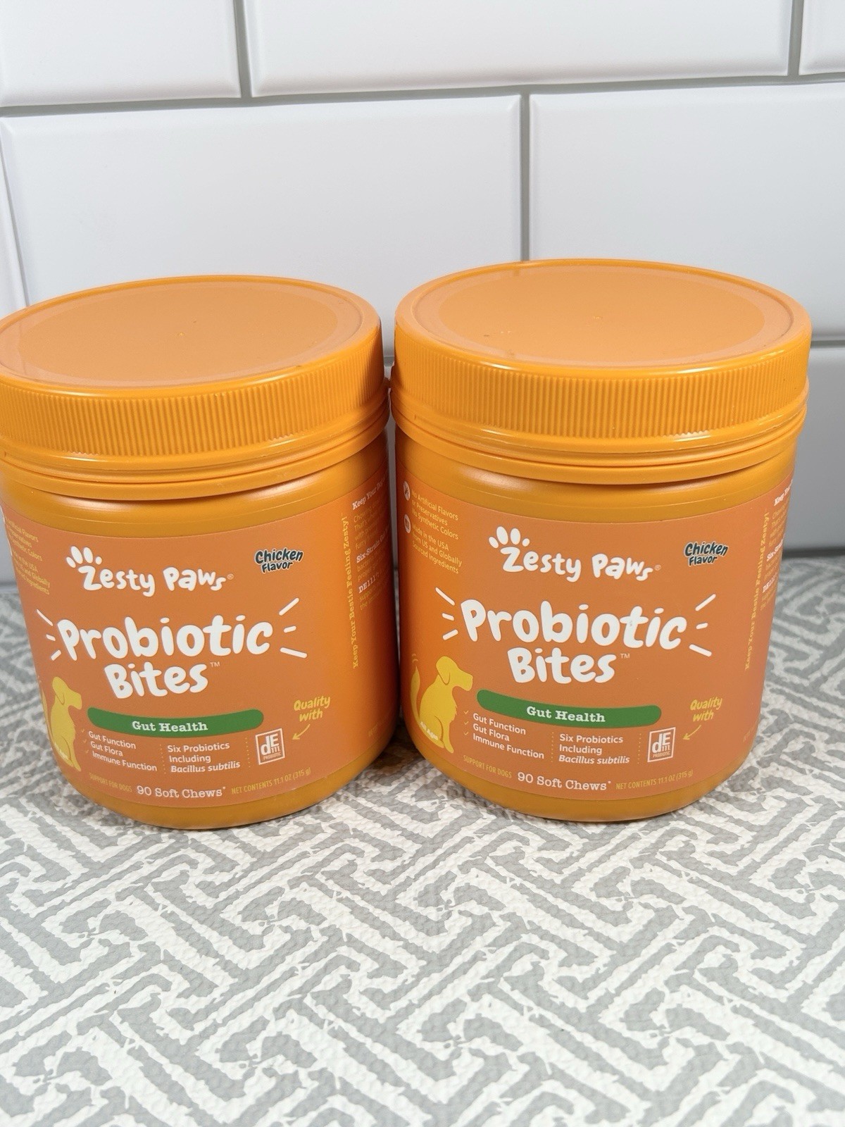 (2 Pack)) Zesty Paws Probiotic Bites for Dogs – 90 Chews Per Tub. 180 Total