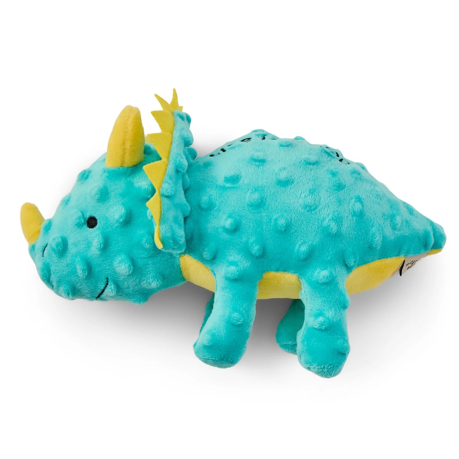 Life is Good. Triceratops Plush Dog Toy, Turquoise Green