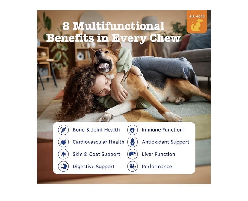 Zesty Paws 8-in-1 Multivitamin Bites for Dogs, 50ct, Peanut Butter ~ 03/2028