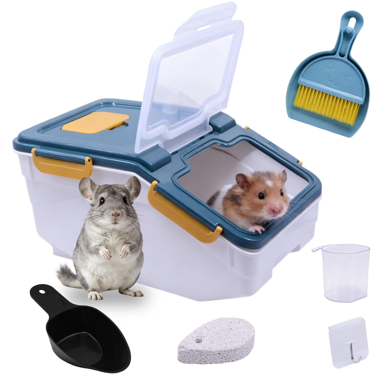 Blue 7.4 Inch Extra Large Chinchilla Sand Dust Bath Container House Small Animal