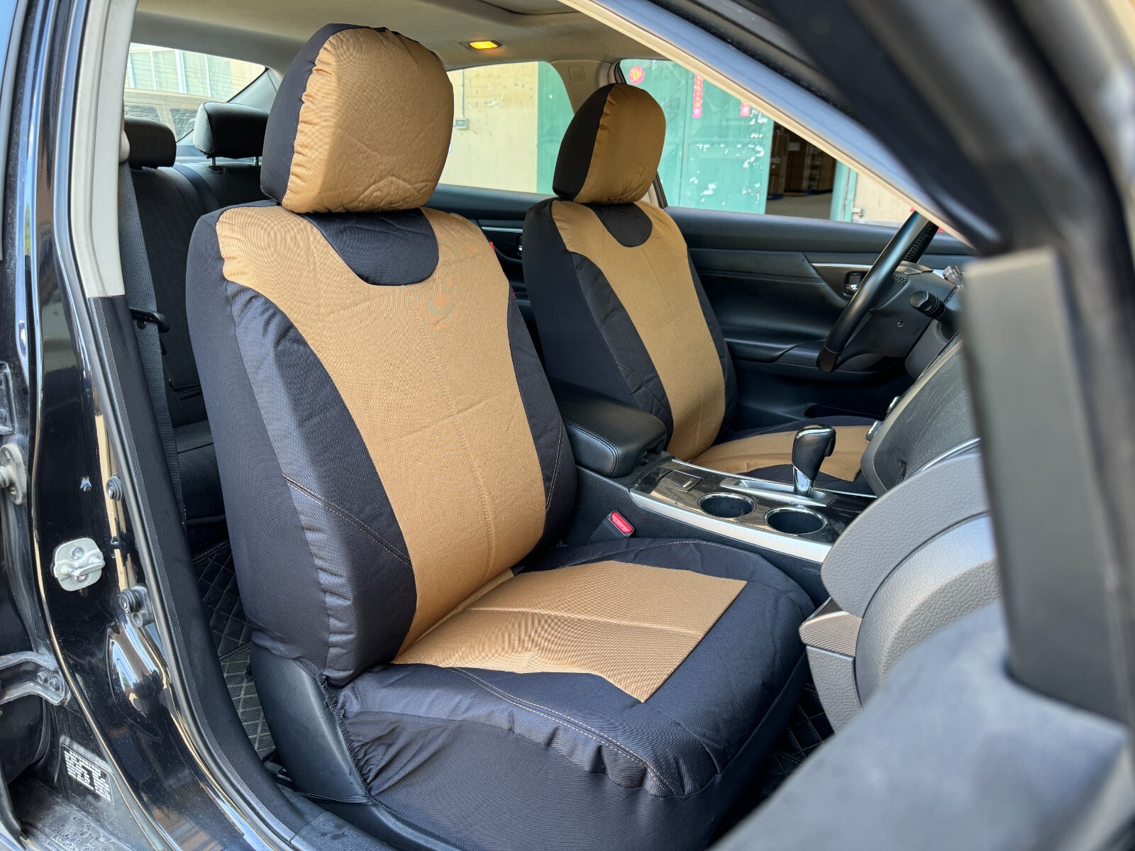 For Hyundai Santa Fe 2001-2024 Car Front Seat Covers Black Brown Canvas 2PCS
